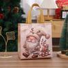 StoBag Christmas Beige Santa Gift Bags Non-Woven Holiday Tote Bags with Cute Reindeer Winter Scenes for Party Favors and Treat