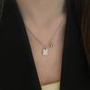 Elegant Retro Women's Clavicle Necklace: Round Ball & Letter Square Plate Design