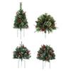 Lighted Artificial Christmas Urn Filler Battery Operated Pre-lit Xmas Pine Tree with Tripod Stake And 50 LED Light Outdoor Planter Filler