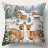 Christmas Pillowcases: Snowy Woods with Rabbits, Cottages, and Deer Sofa room cushion cover home decoration new year gift