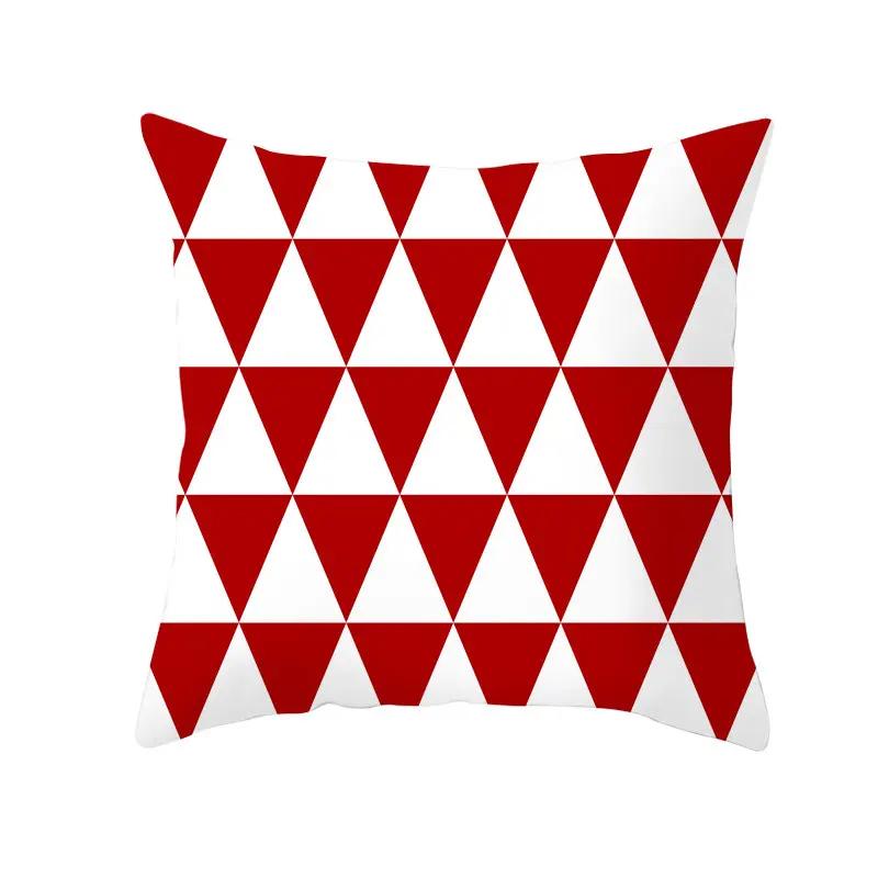 Red Geometric Cushion Cover 45X45 Pillowcase Decor Sofa Cushion Polyester Pillowcase Home Decor Pillowcase