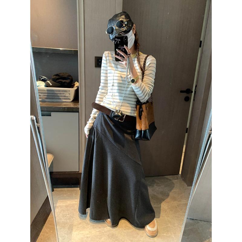 Moqie Irregular High Waist Slimming A-line Skirt MQ1003 Small серый