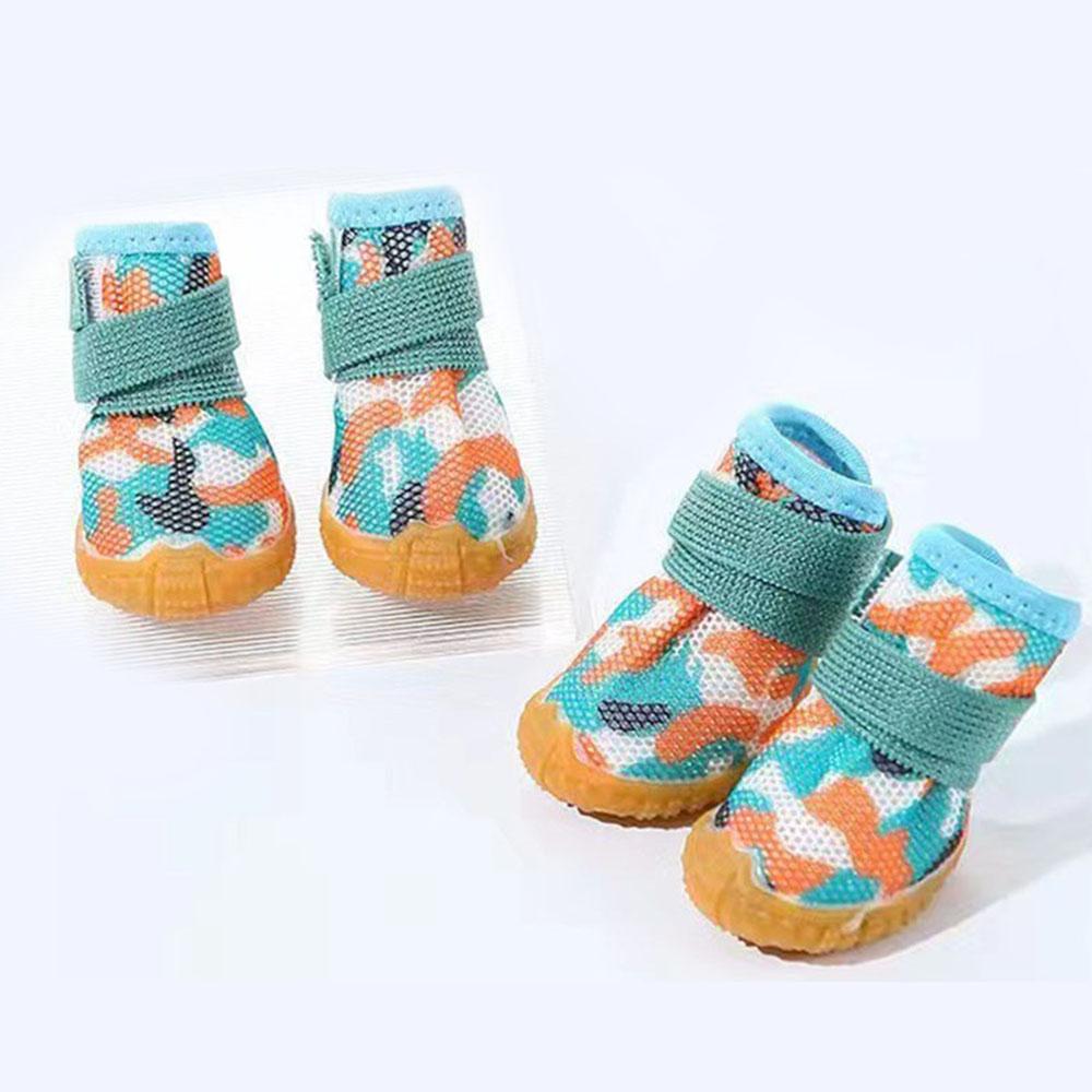 Netzstoff Hundeschuhe Hundestiefel Atmungsaktiv Kleine Hundeschuhe Welpenstiefel mit Rutschfester Sohle für Heißen Asphalt Langlebiger Pfotenschutz für Haustiere