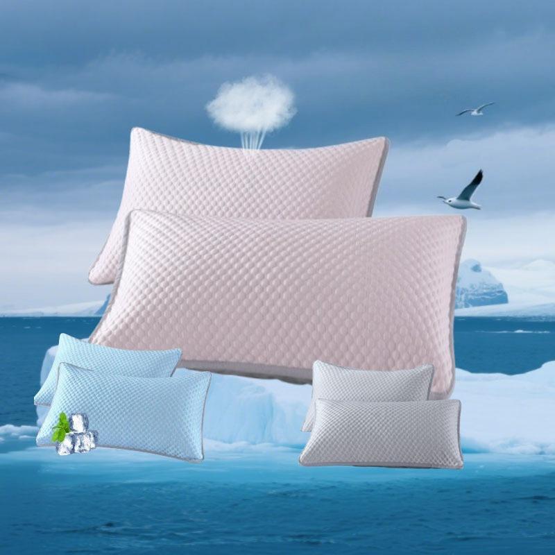 Summer Ice Silk Pillowcase Solid Color Breathable Ice Bean Fabric Cooling Bed Pillow Cover for Home Machine Washable Bedding
