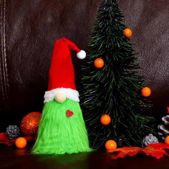 Yousheng Green Gnome Christmas Tree Topper Plush Xmas Elf Tree Topper Decoration for Christmas Tree Holiday Home Decor