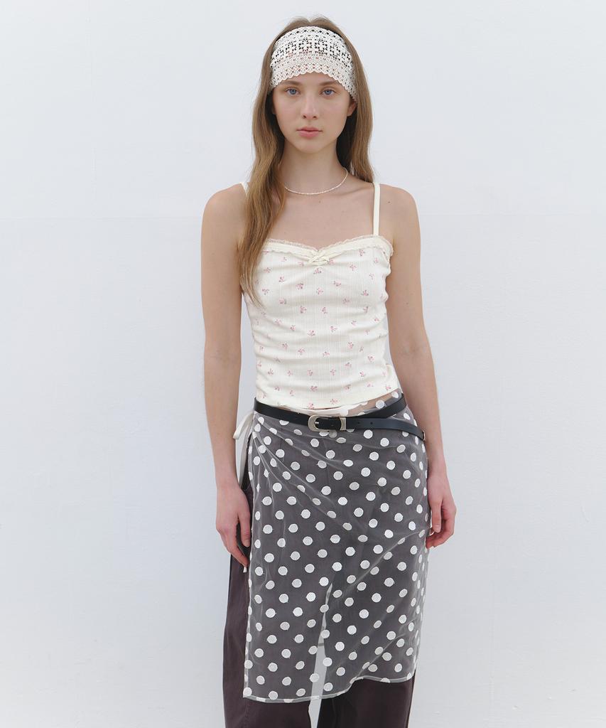 Cluny Dot Patten Wrap Skirt - White