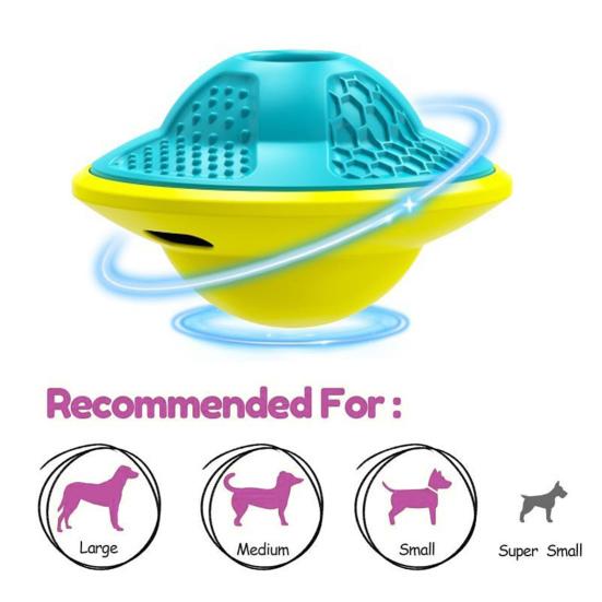Dog Chew Toy Flying Saucer Pet Treat Dispenser Puzzle Toy Bite-Resistant Interactive Feeding Puppy Enrichment Toy for Indoor Dogs Training