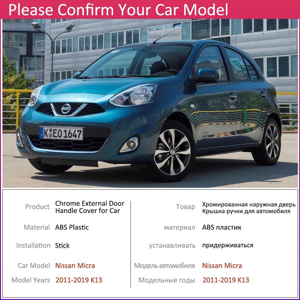 For Nissan Micra K13 Renault Puls 2011~ Chrome Door Handle Cover Car Accessories Stickers Trim Set 2012 2014 2016 2017