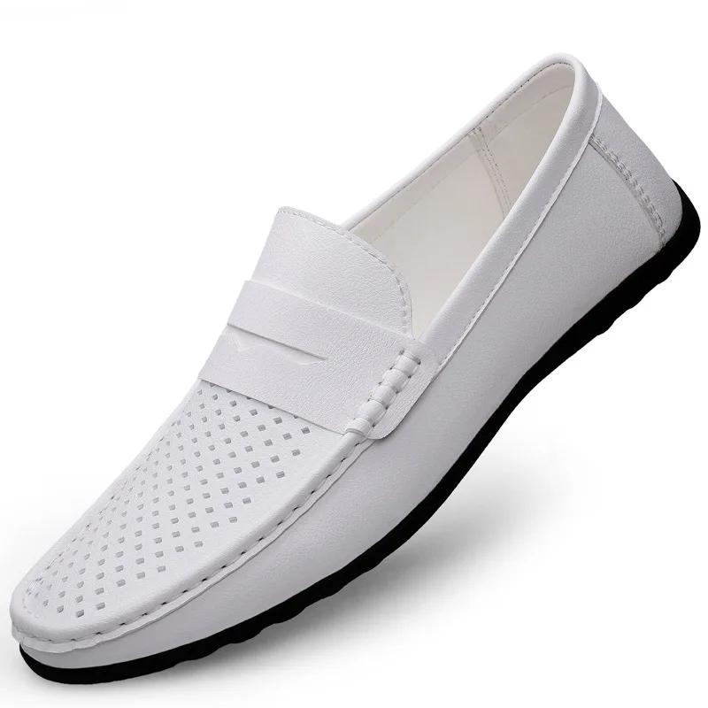 Leather men's shoes summer new driving flat casual style men's shoes trendy fashion outdoor lazy loafers men's shoes