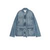 Belt Long Denim Jacket Coat 5252271 Straight-leg Loose High Waist Curl Denim 4725231