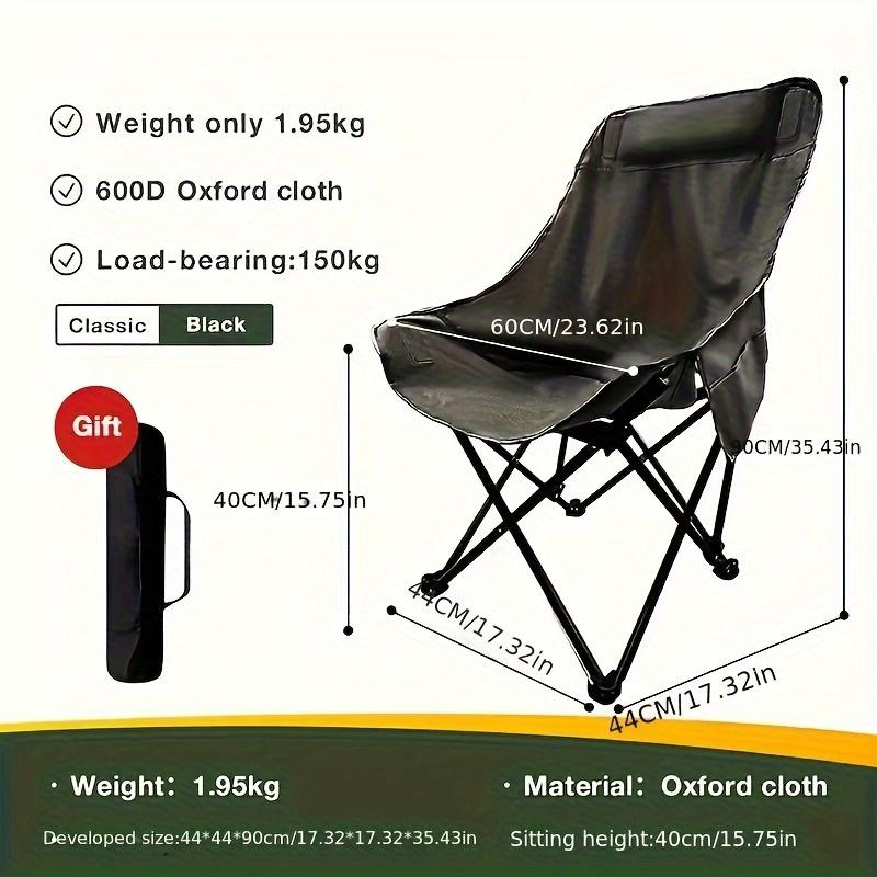 1pc Foldable High Back Moon Chair for Adults Portable Outdoor Camping Chair with Steel Bracket Lightweight and Durable White