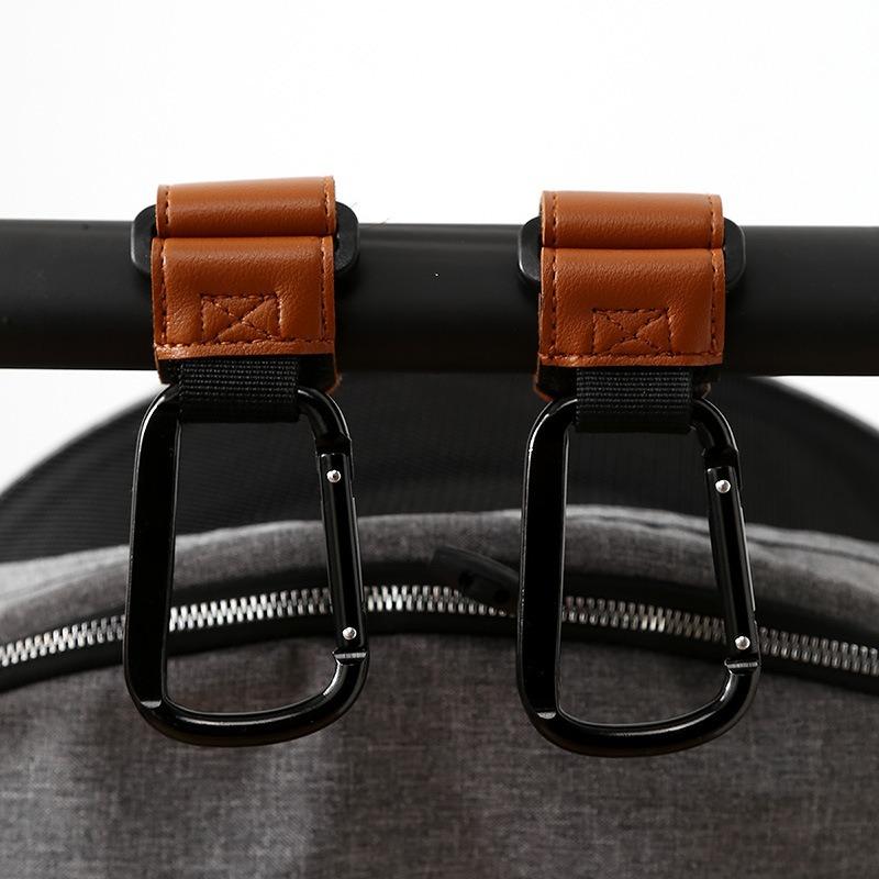 1/2pcs PU Leather Baby Stroller Hooks Pram Cart Organizer 360 Degree Rotatable Hook Stroller Accessories WNGG02