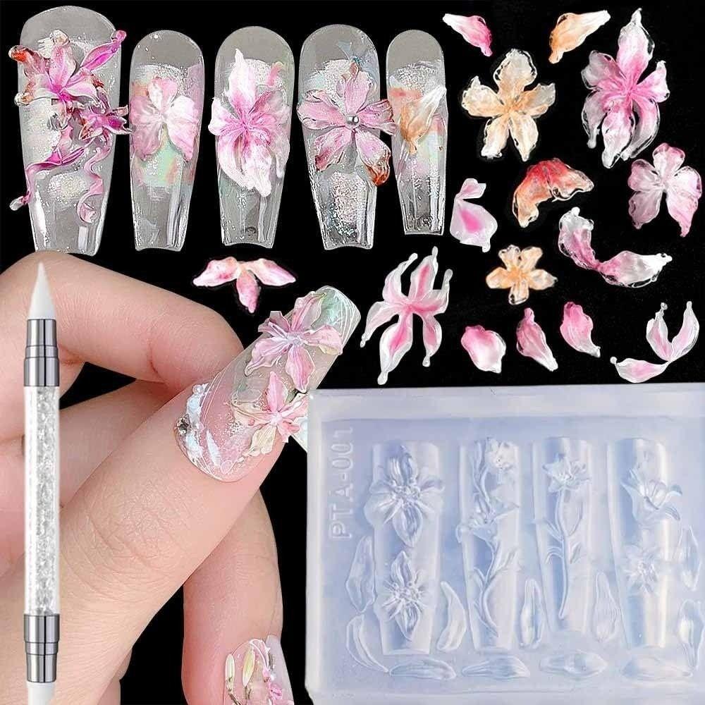3D Design Nail Carving Mold Clear Silicone 3D Silicone Nail Art Molds  DIY Nail Supplies