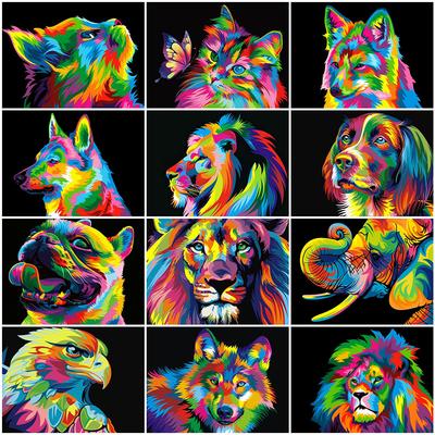 Full Square Diamond Embroidery Cat Dog Animal Wolf Diamond Mosaic Lion Needlework Painting Kits DIY Handmade Hobby