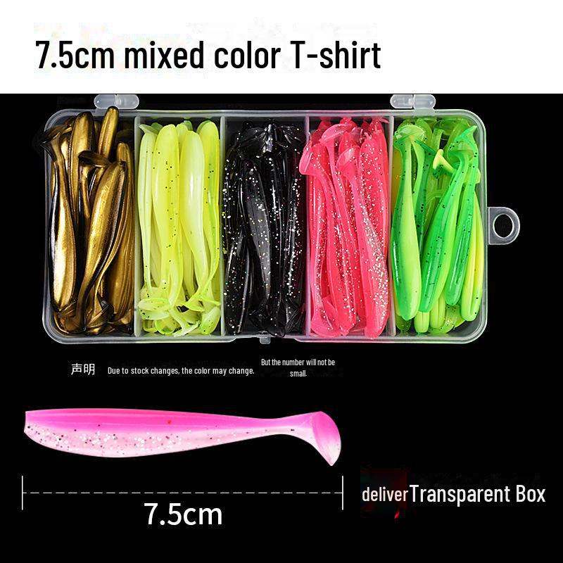T-Tail Soft Bait Freshwater Fishing Lure Set with Lead Head Hooks for Long-Distance Casting, Bass Fishing, and Micro-Object Tactics.