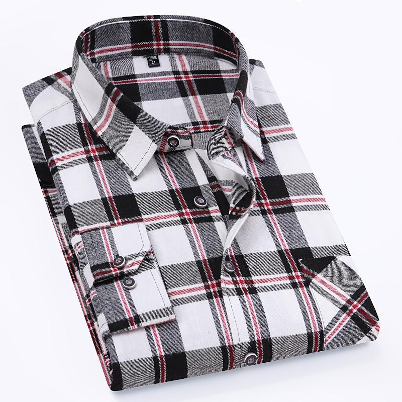 Talla 11XL 10XL 9XL Camisas de Franela a Cuadros de Moda Para Hombre Manga Larga Algodón Casual Suave Ajuste Estándar Camisa Blusa Ropa