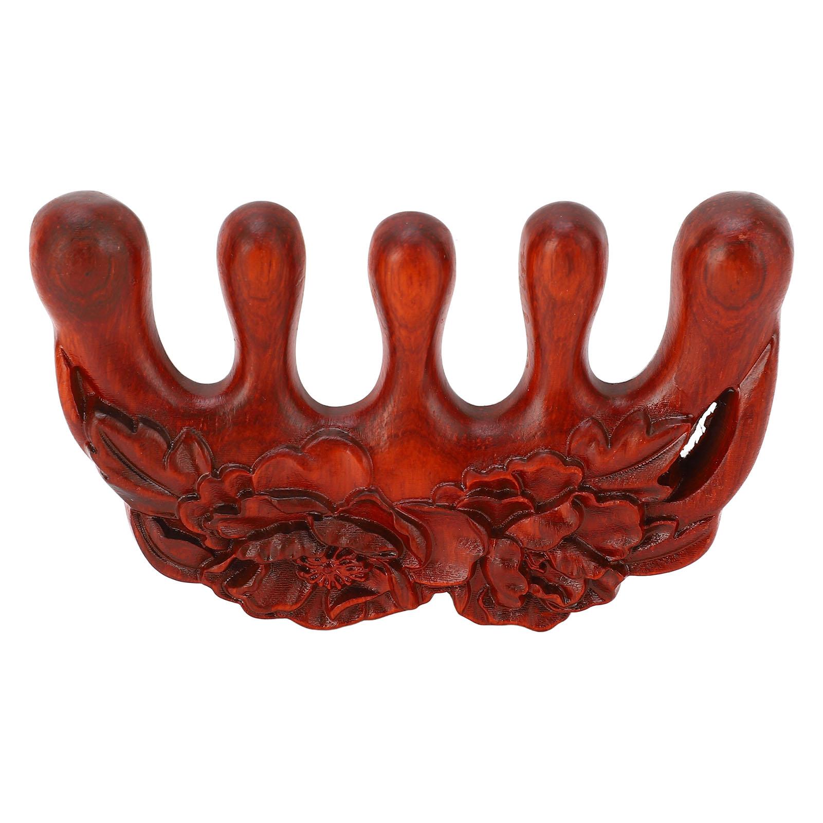 

Деревянная массажная расческа ручной работы для массажа кожи головы, портативная расческа с широкими зубьями, с цветочным узором, массажер для тела