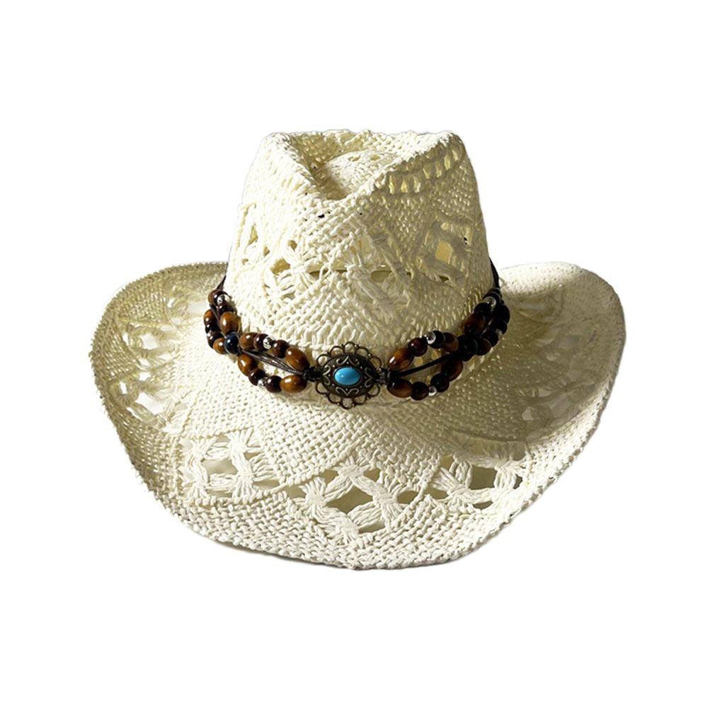 Straw Weave Sombrero Hat Hollow Out Western Cowboy Hats Bohemian Straw Hat  for Outdoor Holiday