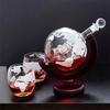 850ML Creative Globe Decanter Set with Lead-free Carafe Exquisite Wood-stand and 2 Glasses Whiskey Decanter Globe Grade Gift
