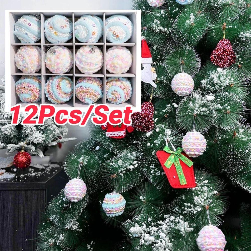 12Pcs Macaron Color Hanging Balls for Christmas Tree 6cm Christmas Spheres Pendant  Office