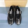 Fashion High Quality Women's Mary Jane Shoes Vintage Round Toe Soft Leather Black Decorative Strap Buckle Barefoot Flats for Female