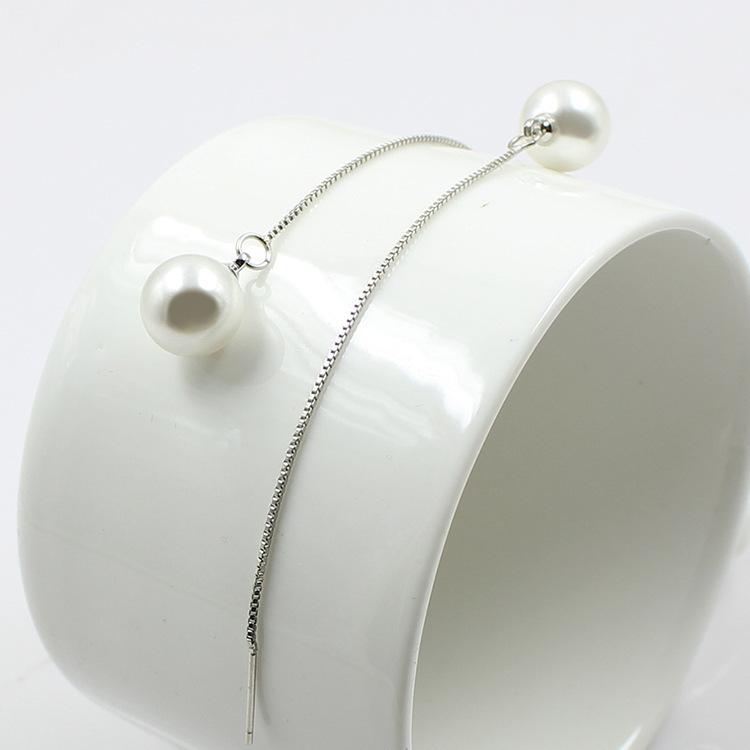 Reine Perlenquasten Ohrkabel Damen Lange Antiallergische Ohrringe Modischer und Vielseitiger Schmuck