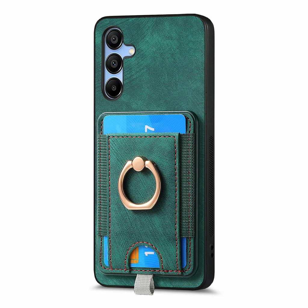 For Samsung Galaxy A16 4G/5G Magnetic Case Card Holder Ring Kickstand PU Leather Phone Back Cover