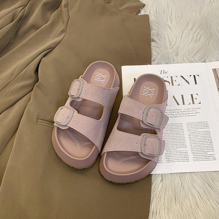 Retro-Style Fashionable Thick-Sole One-Strap Sandals