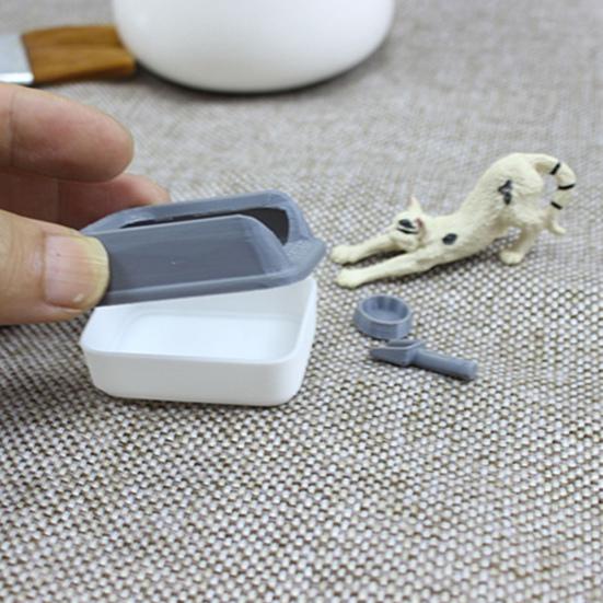3Pcs Mini Cat Litter Box Set for 1:12/1:6 Doll Houses Handcrafted Food Bowl Tiny Scoop Miniature Scene Model Doll Home Decoration Toy
