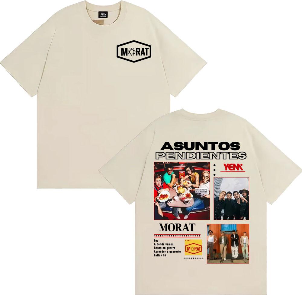 Morat Band Asuntos Pendientes 2025 Tour Tshirt Y2K Mens  Womens Hip Hop Punk Rock Short Sleeve Cotton Breathable Tshirt