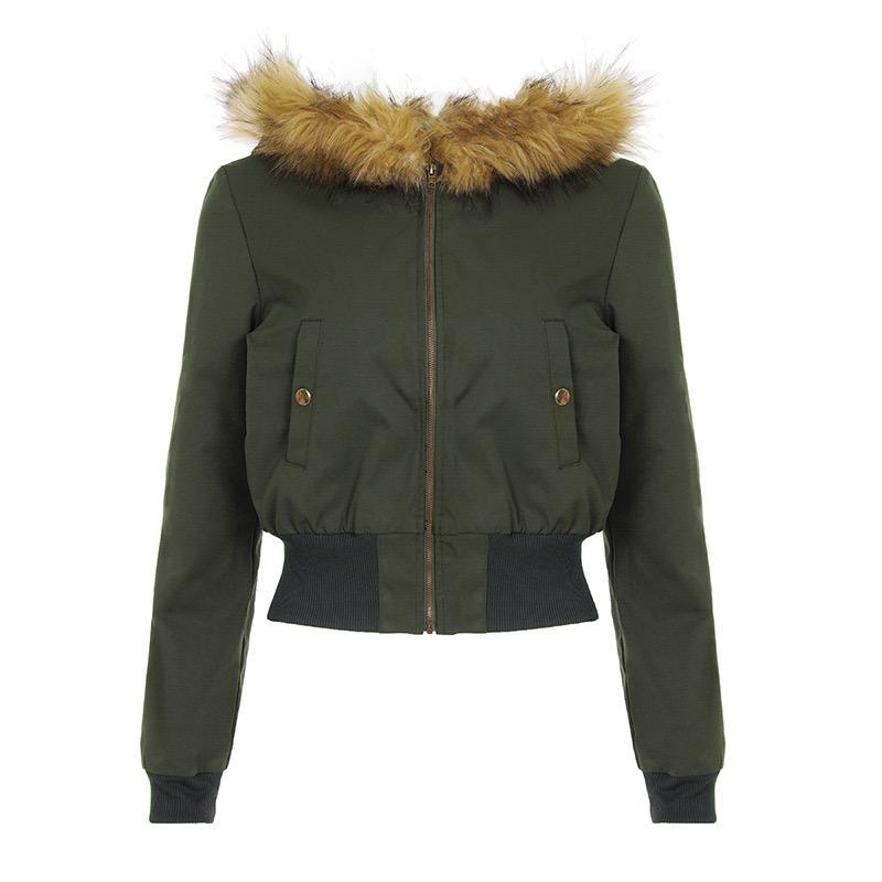 VAYLA Faux Furry Trim Hooded Fitted Cropped Jacket Y2K Long Sleeve Zipper Coat High Street Casual Autumn Winter Outfits