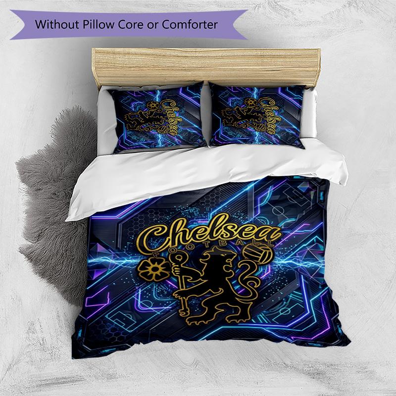Set Lenzuola 3 Pezzi Stampato Chelsea FC Morbido Delicato sulla Pelle Lavabile Copripiumino e Federe Set Tutte le Stagioni Camera da Letto