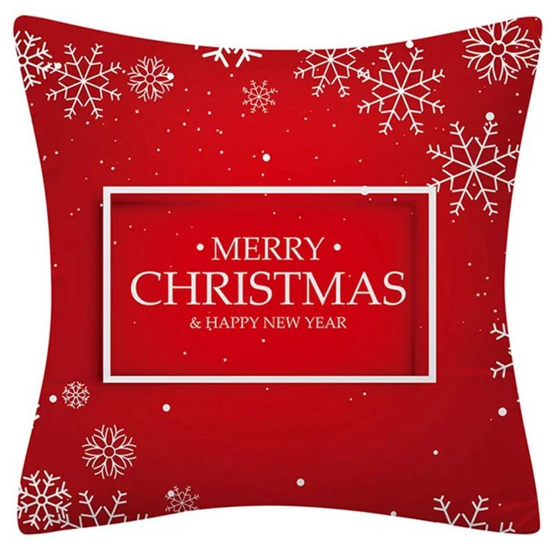 Happy New Year Christmas Decoration Print Pattern Cushion Cover Home Living Room Sofa Square Pillow