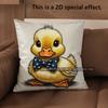 2D Cute Duck Bow-Tie Pattern Decorative Pillow Covers Pattern Cushion Cover Suitable For Sofa Bedroom Car Pillow Cover