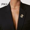 Stable Safety Clasp Pin Brooch with Thickened Buckle Pin, Dancing Kitten Shape Lapel Rhinestone Bow, Metal Frame Badge for Clothes Bags Scarves Animal