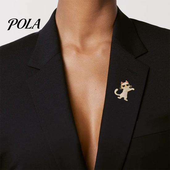 Stable Safety Clasp Pin Brooch with Thickened Buckle Pin, Dancing Kitten Shape Lapel Rhinestone Bow, Metal Frame Badge for Clothes Bags Scarves Animal