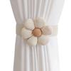 Floral Elastic Curtain Tieback with Button Adjustable Strap Window Drape Holdbacks for Children Room Home Office Decors