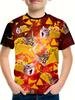 Boy's T-Shirt Cute Cat Taco Pizza Pattern 2025 Summer Short Sleeve Tops Colorful 3D Print Boys Clothes Loose Children's Clothing