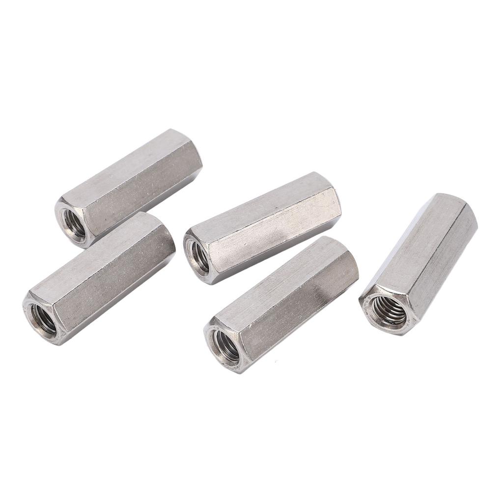 5 Stück Silber M12 Sechskant-Verbindungsmutter Korrosionsbeständigkeit Robust 304 Edelstahl Verbindungsmutter Set