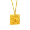 Vintage Gold Koi & Coins Square Pendant Necklace for Women - Elegant Clavicle Chain Jewelry