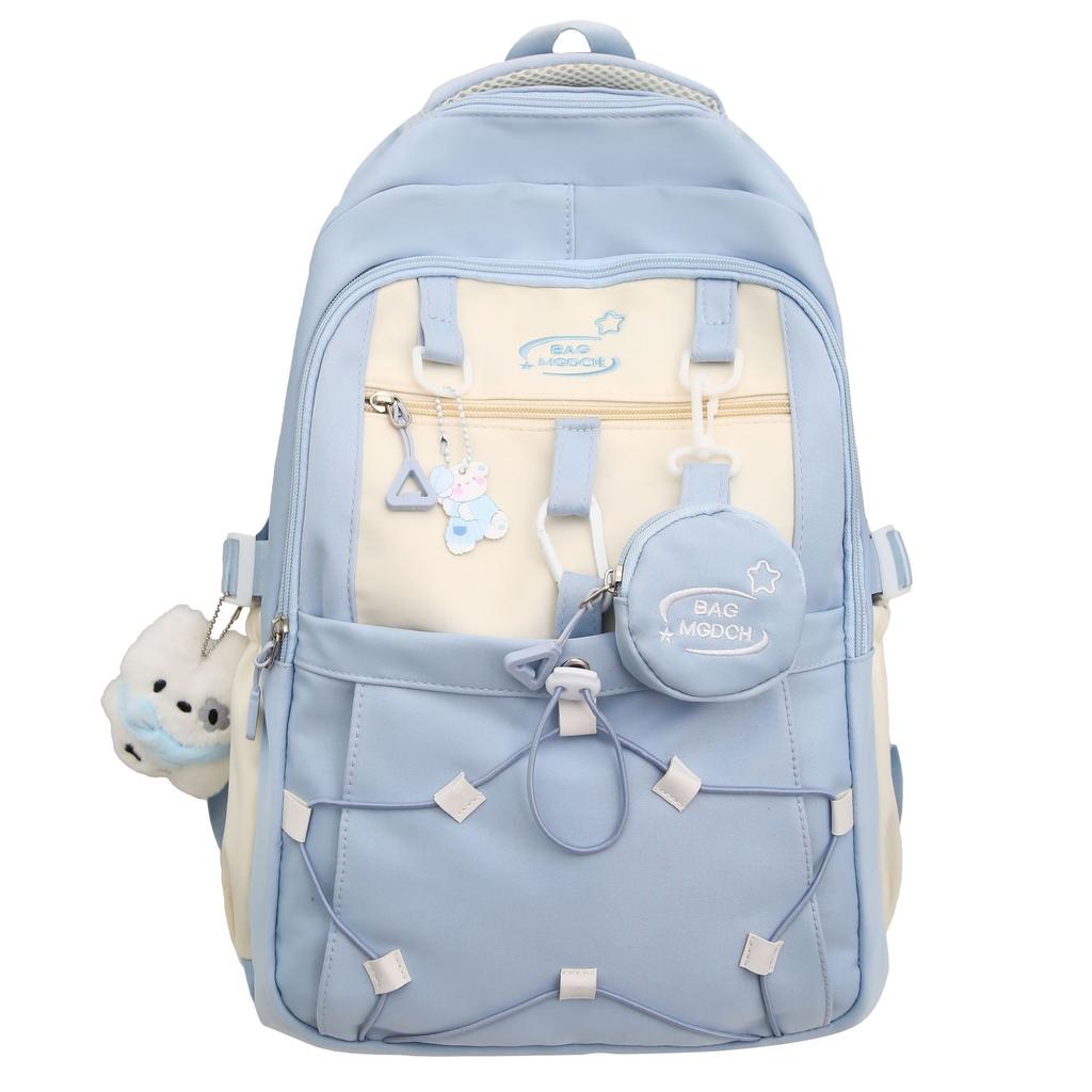 Large Capacity Simple Contrast Backpack Junior High School and High School CampusUses Style Versatile Burden-reducing High Value Backpack. Fit