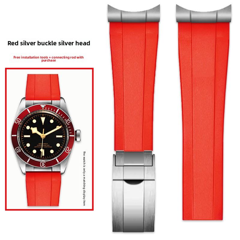 

Ремінець для годинника Для серій Tudor Biwan Black Bay M79230R M79363N Металевий Зігнутий кінець Гумовий ремінець для годинника 20 мм 21 мм 22 мм 22mm
