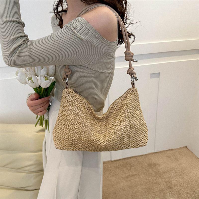 Handmade Woven Bags for Women, New Tide Fashion Retro Straw Tote Bag, Versatile Large Capacity Shoulder Bag