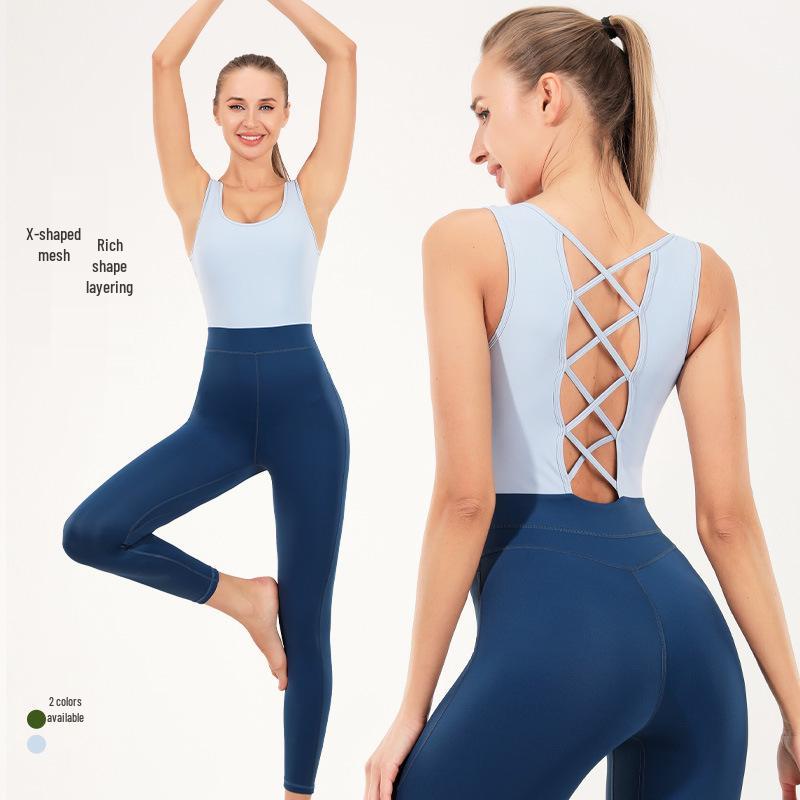 

Женский комбинезон для воздушной йоги, кросс-бордер, цельный - облегающая одежда для танцев и фитнеса для занятий спортом на открытом воздухе XL синий/серый