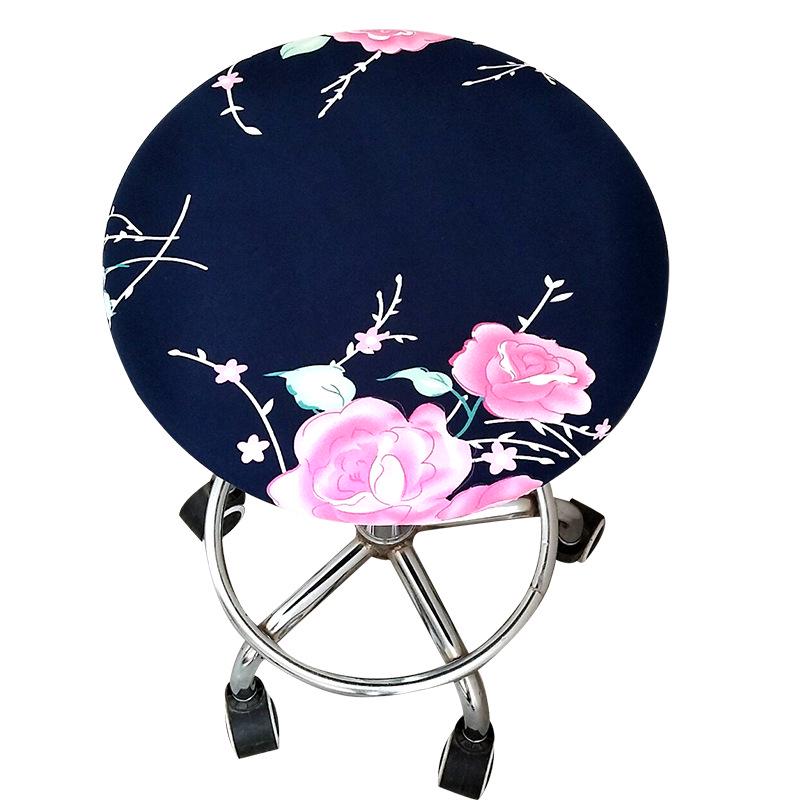 LIUXDIV Rundt Stoltrekk Barstoltrekk Elastisk Setetrekk Hjemmestol Slipcover Blomstertrykt Husholdningsartikler Rund Krakk