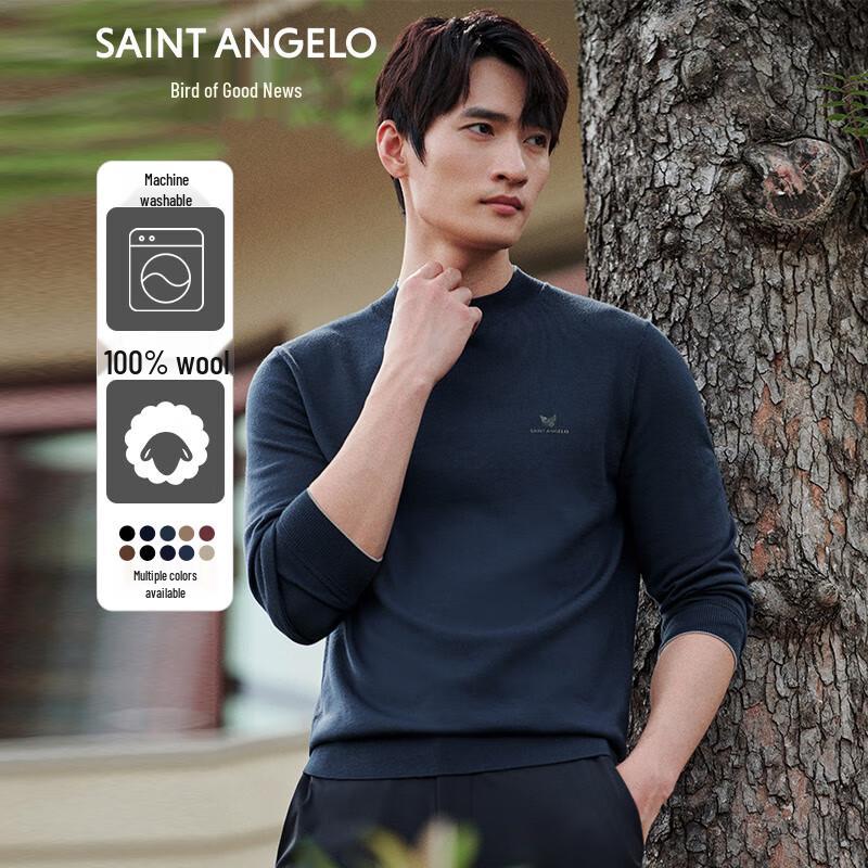 Baoxiniao Men's Machine Washable Mock Neck Wool Sweater