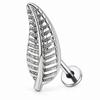 Stainless Steel Lip Ring Threaded Leaf Piercing Jewelry Micro Paved Zircon Minimalist Design