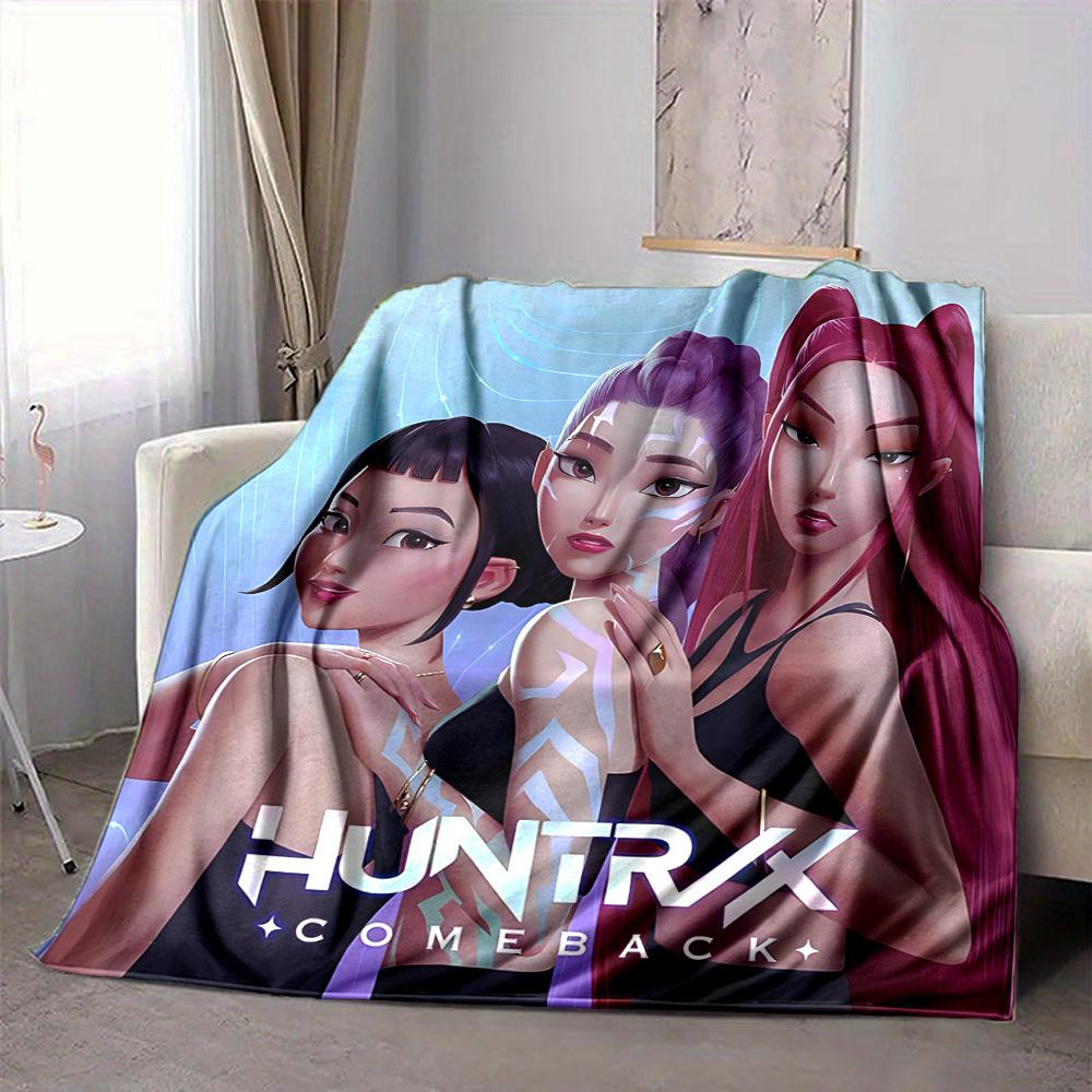 1ks K Pop Lovci Démonů Flanelovádeka, Měkká Šetrná k Pokožce s Digitálním Tiskem, Různé Velikosti k Dispozici pro Rodinu, Přátele, Narozeniny