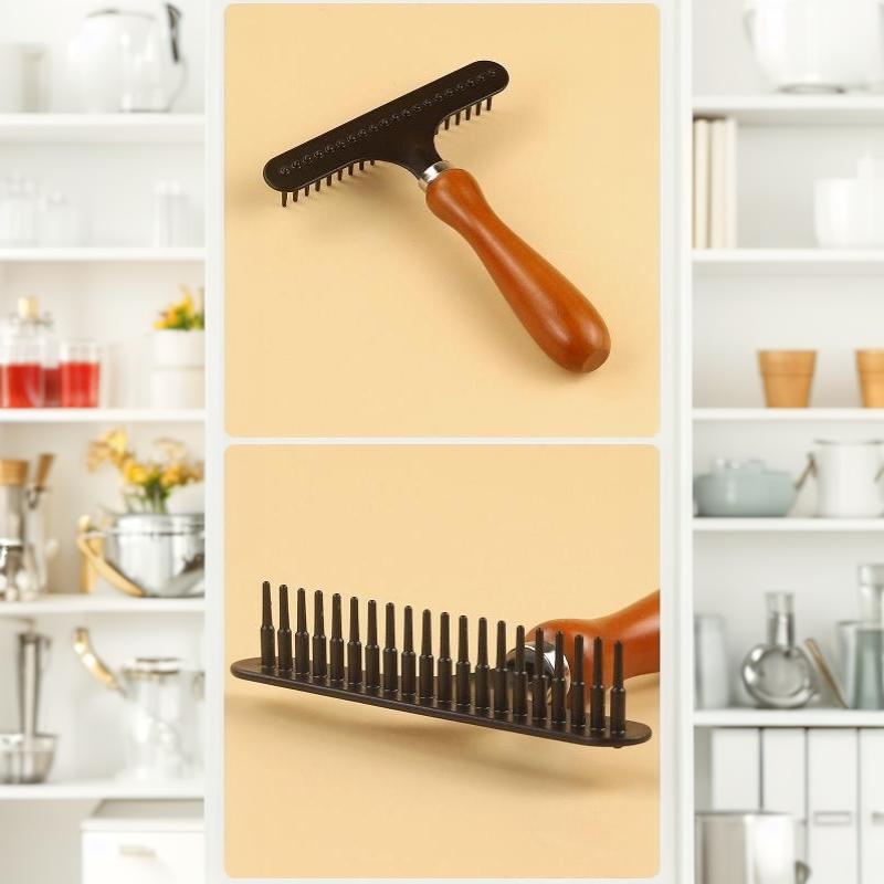 Portable Wood Me1 Pcs Portable Wood Carpet Groomer Rake Metal Handheld Carpet Rake Pet Grooming Comb Home Accessories