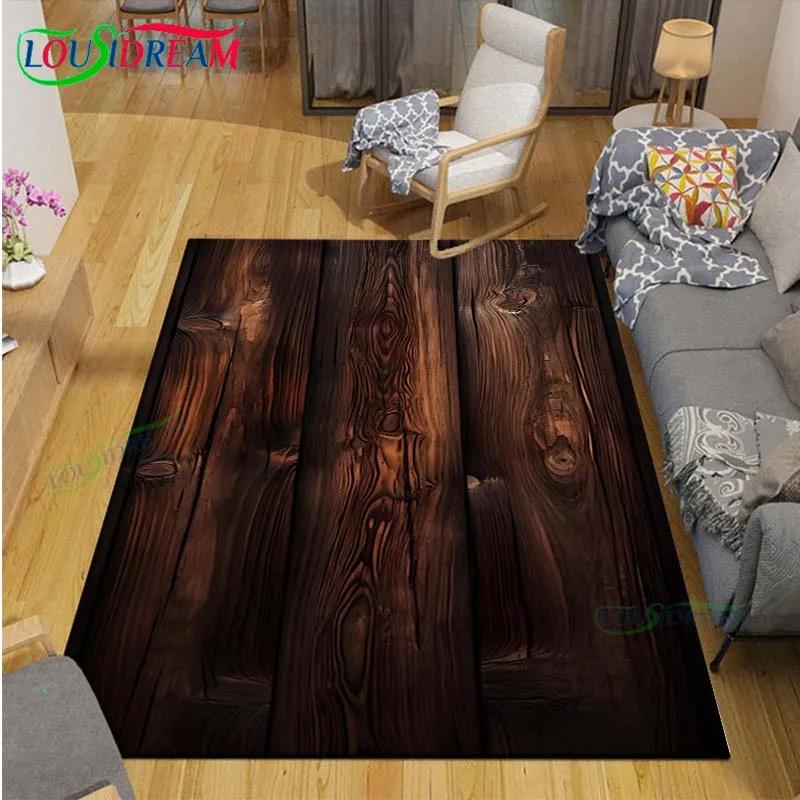 Classical Wood Grain Decor Carpet for Outdoor Balcony Garden Coffee Table Bedroom Area Rugs Kitchen Un-slip Floor Mat Alfombra